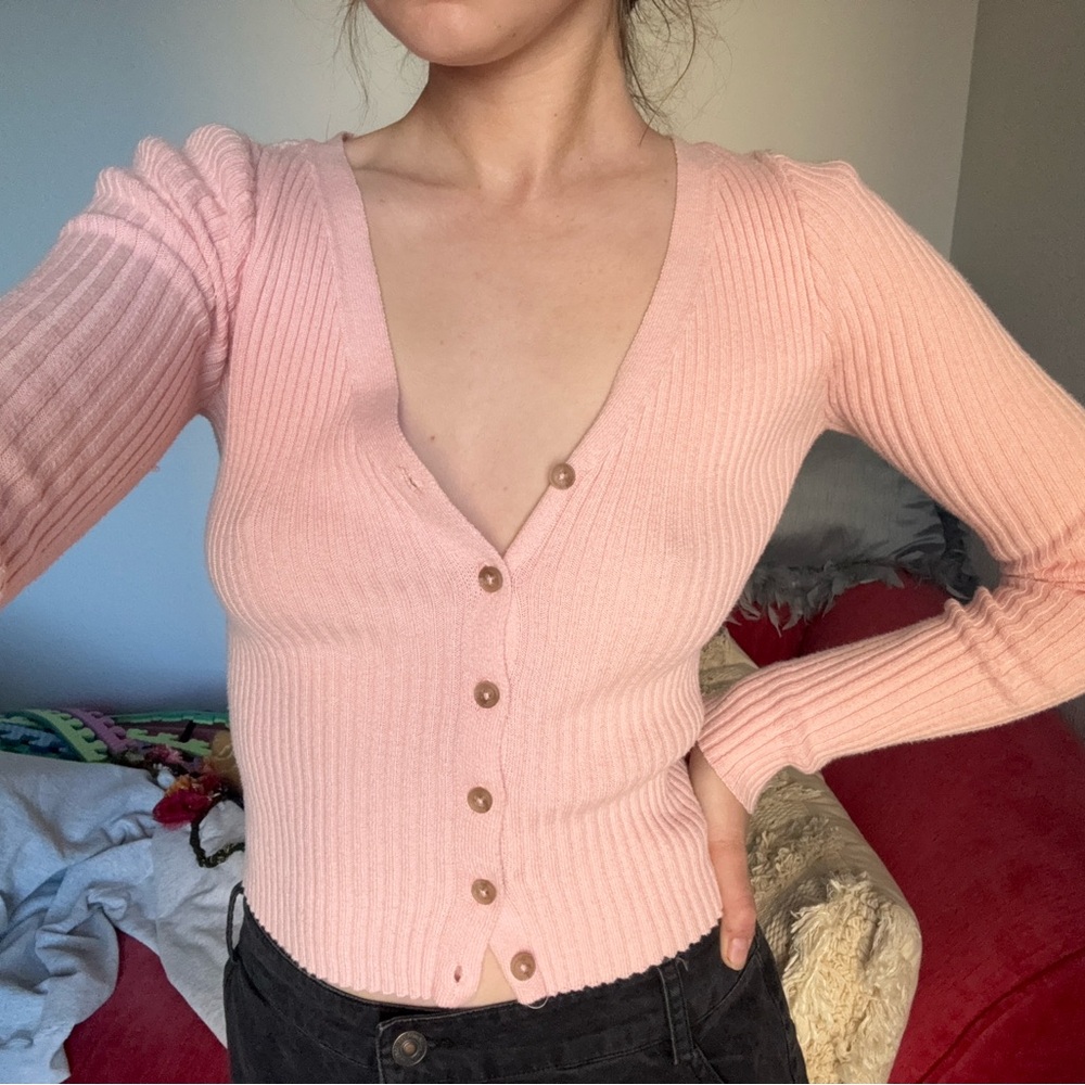 Aeropostale Light Pink Ribbed Cardigan